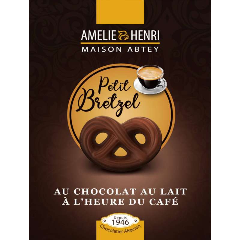 Chocolaterie Abtey - Sachet de Bretzels au chocolat au lait pour le café