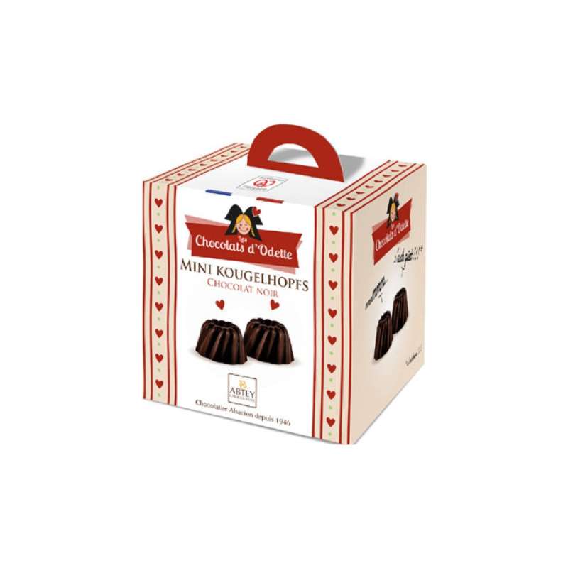 Ballotin Cube 25 mini Kougelhopfs au chocolat noir - Les Chocolats d'Odette  - Chocolaterie ABTEY