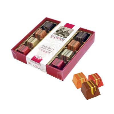 Boîte Cadeau de Carrés Pralinés ( au chocolat lait et noir )